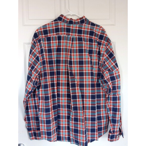 Lands' End Men's XL Button-Front Traditional Fit Red White Blue Plaid Shirt EUC - Picture 5 of 6